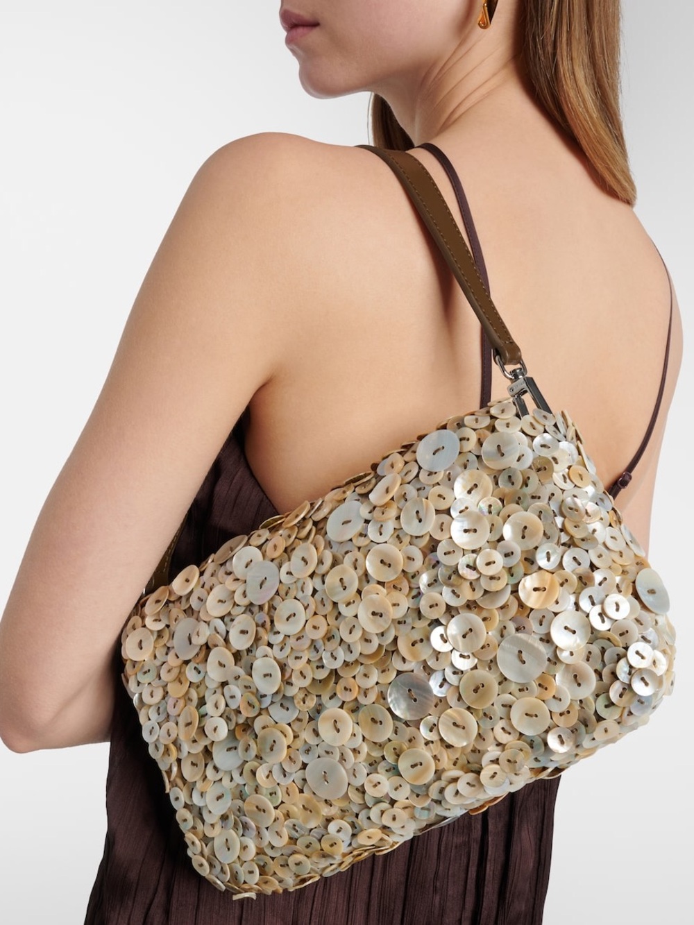 Staud Timmy Button Sequin Bag